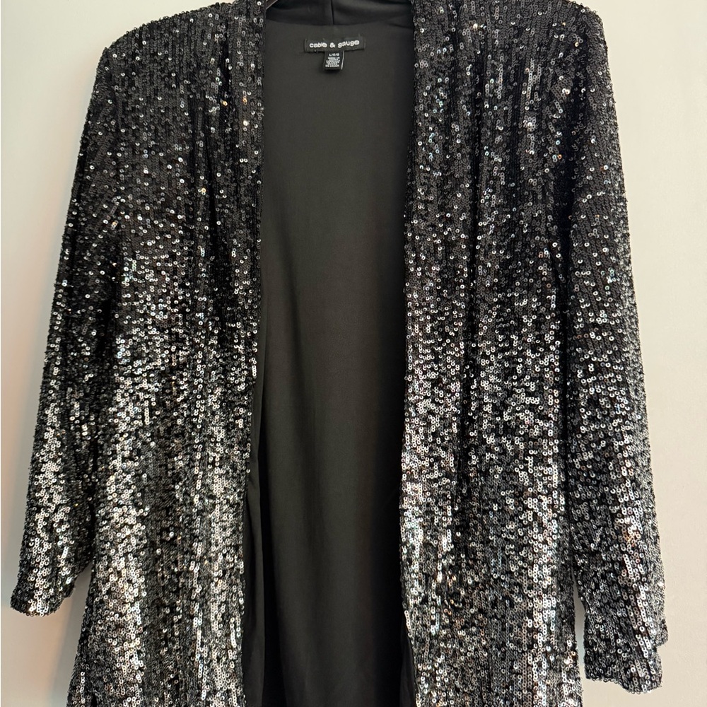 Cable & Gauge Elegant Black Sequin Jacket